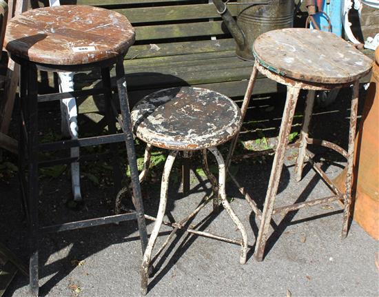 3 metal base stools